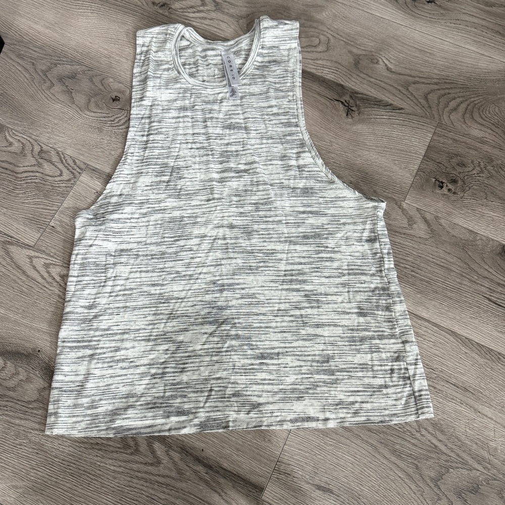 COREIO Women’s Black and White Sleeveless‎ Workout Muscle Tank Top Sz Large